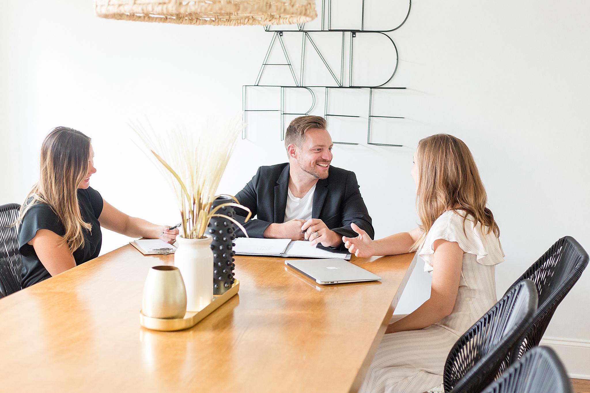 real estate team works at home during branding session