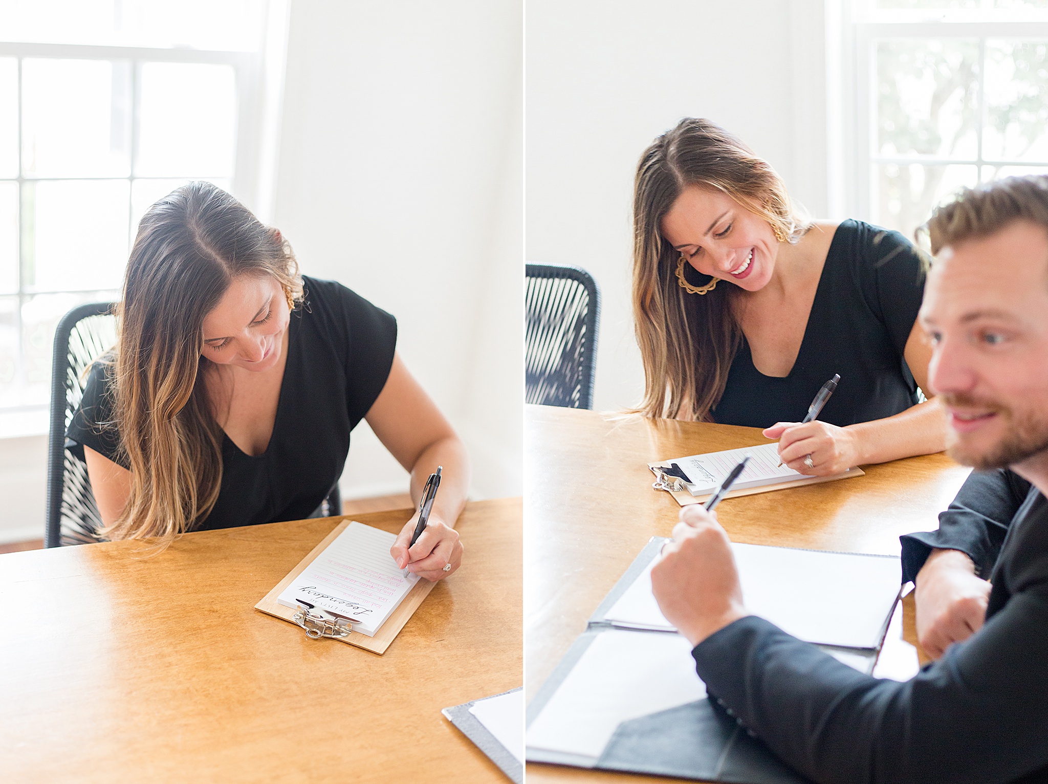 assistant takes notes during meeting for branding portraits