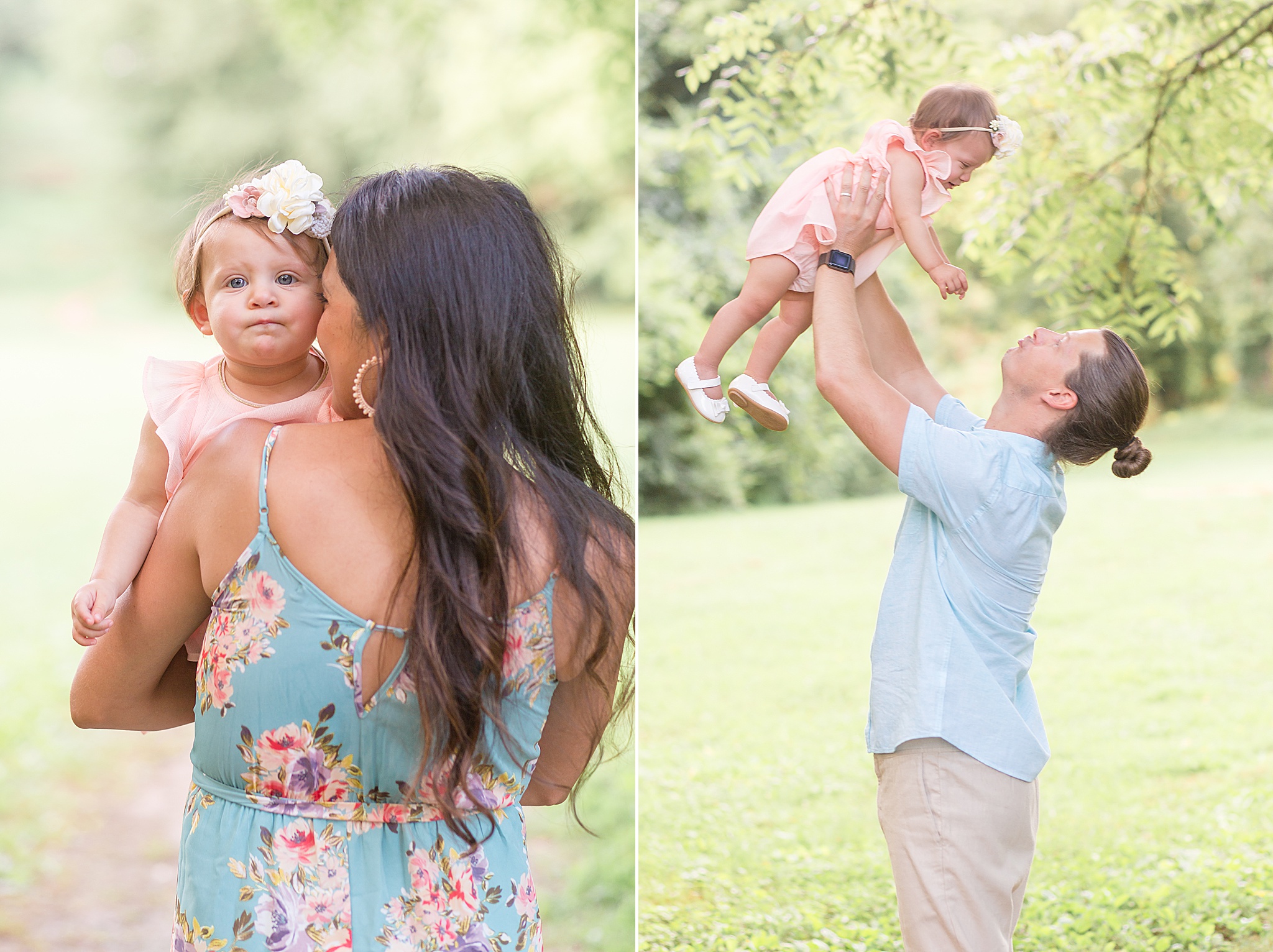 parents play with baby girl during Pinkerton Park family portraits