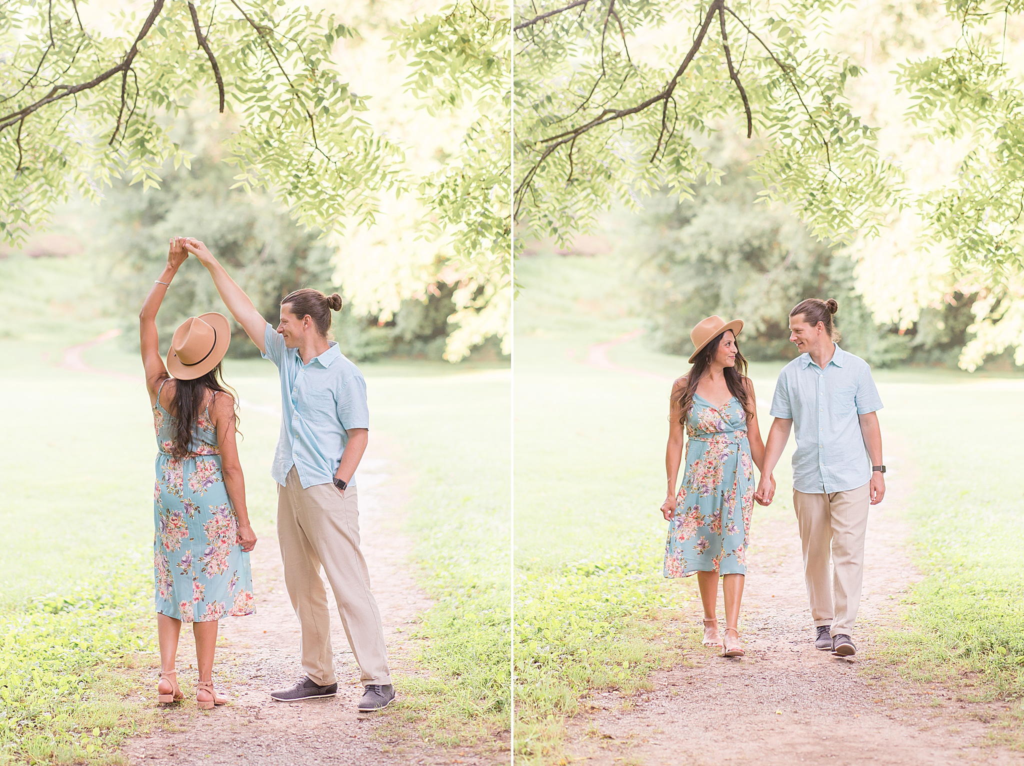 dad twirls mom during family photos in Pinkerton Park