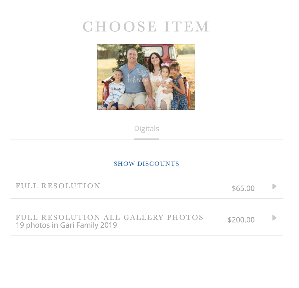 shootproof purchase additional digital images