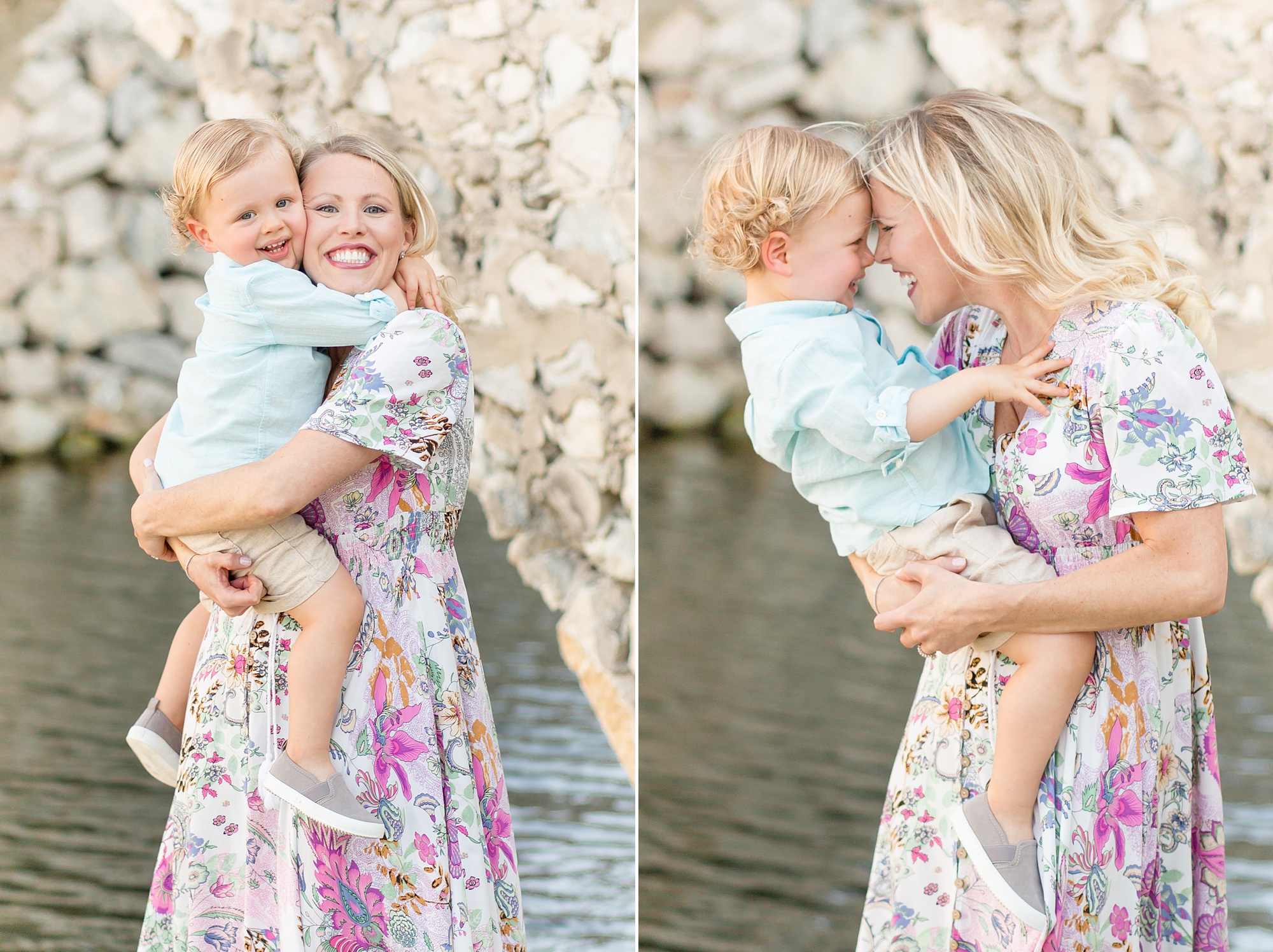 mom plays with toddler during TX family session