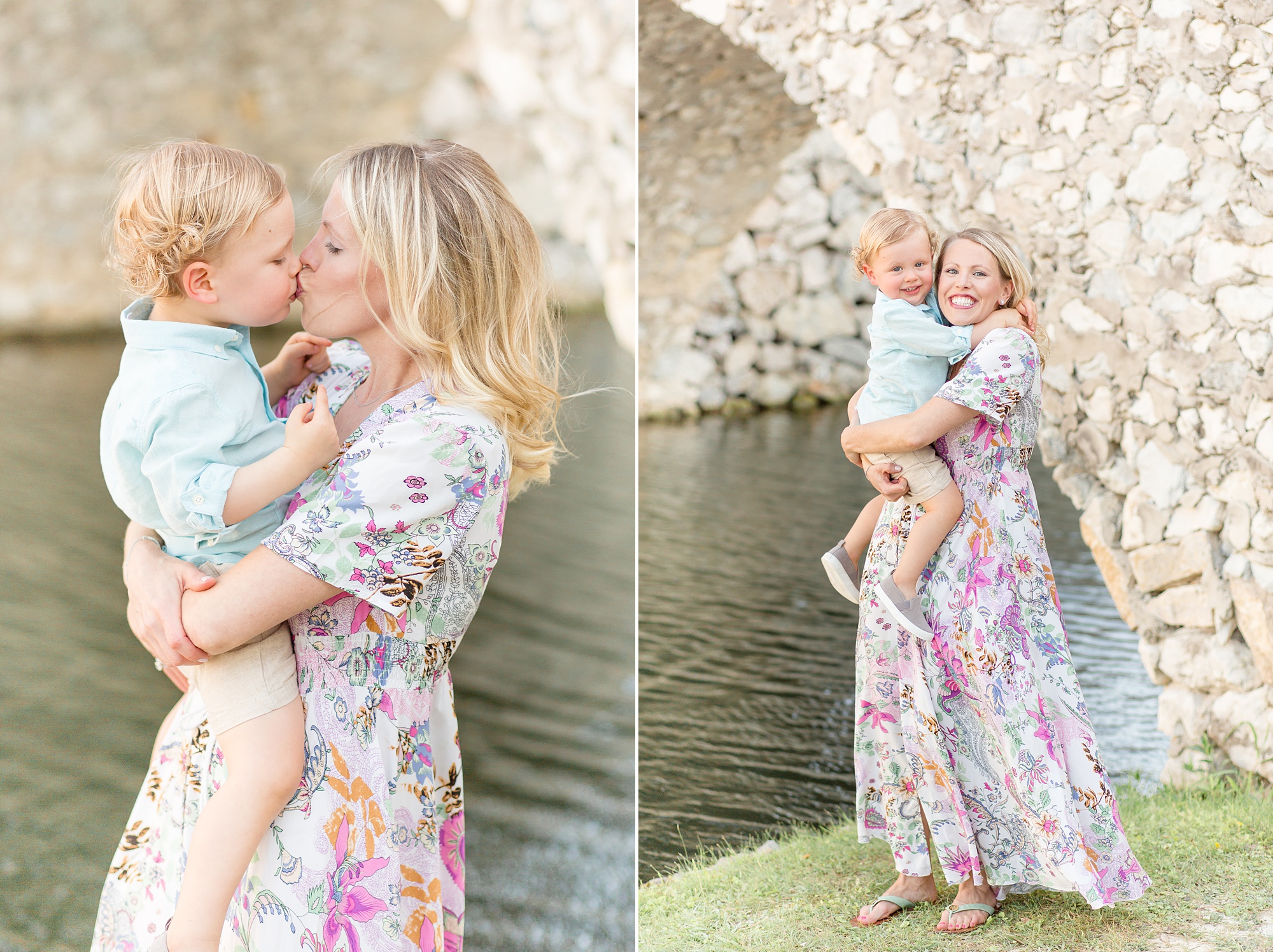mom and son play during family mini session