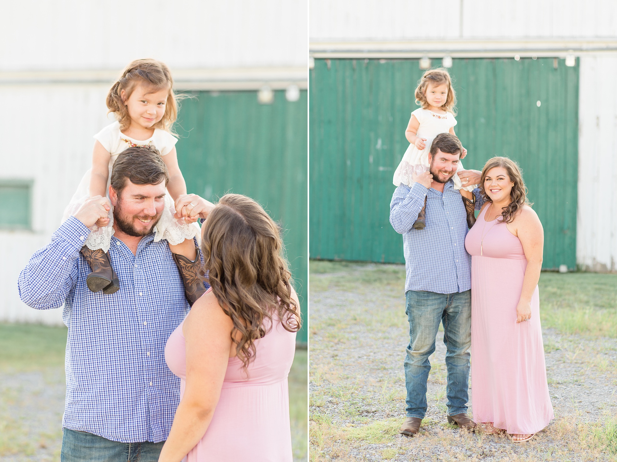 dad holds daughter on shoulders during TN family photos