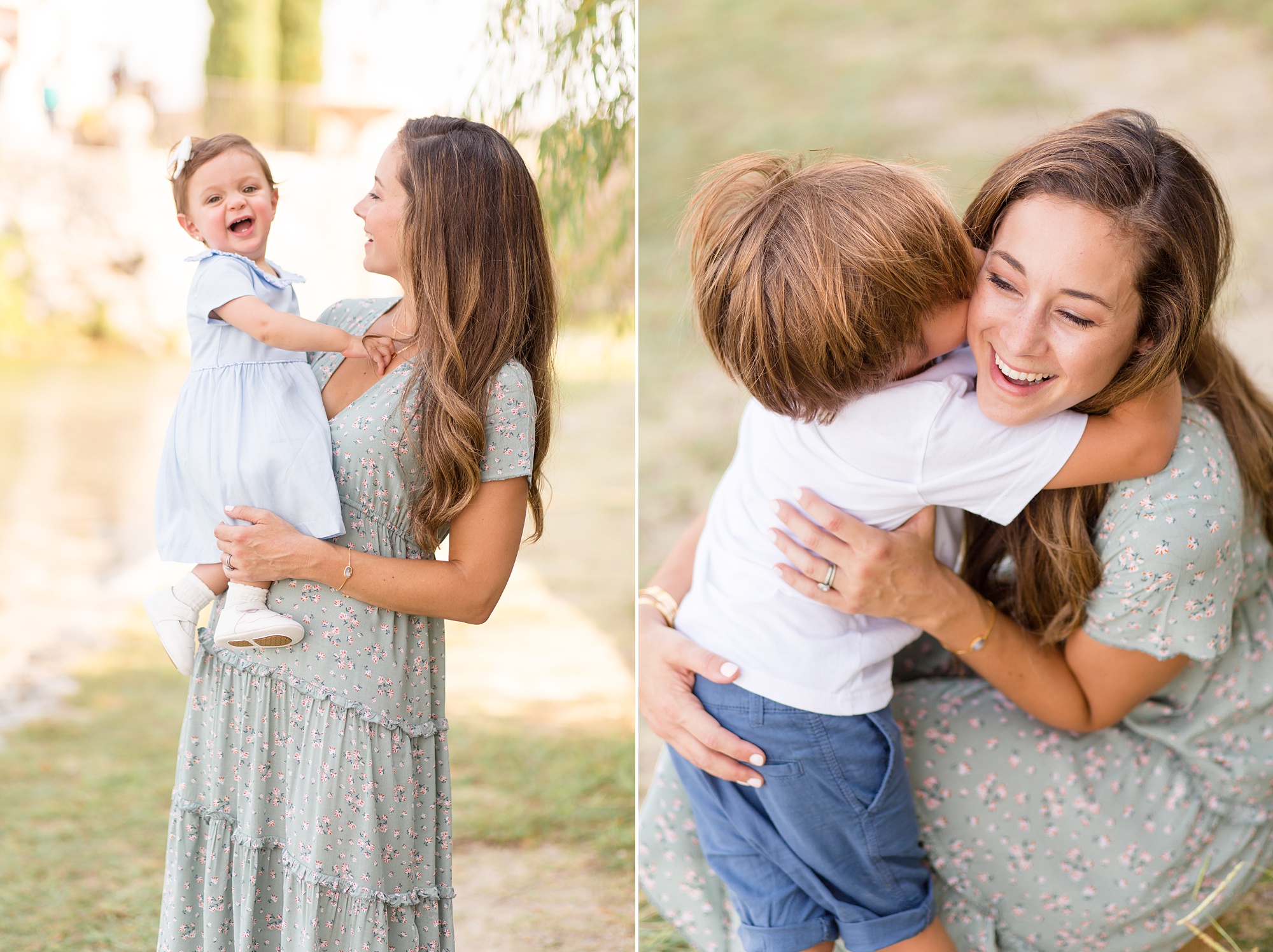 mom holds toddlers during family photos in Texas