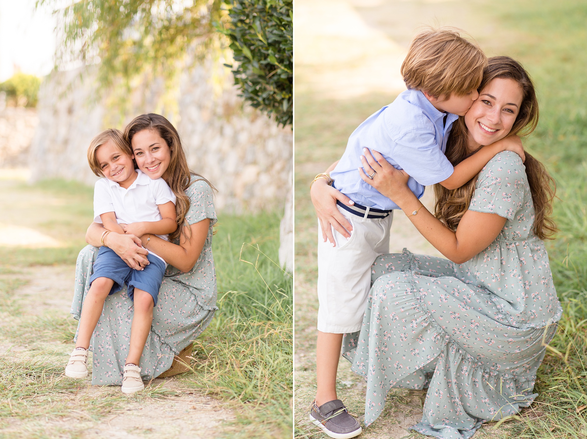 mom holds son during family photos in Texas