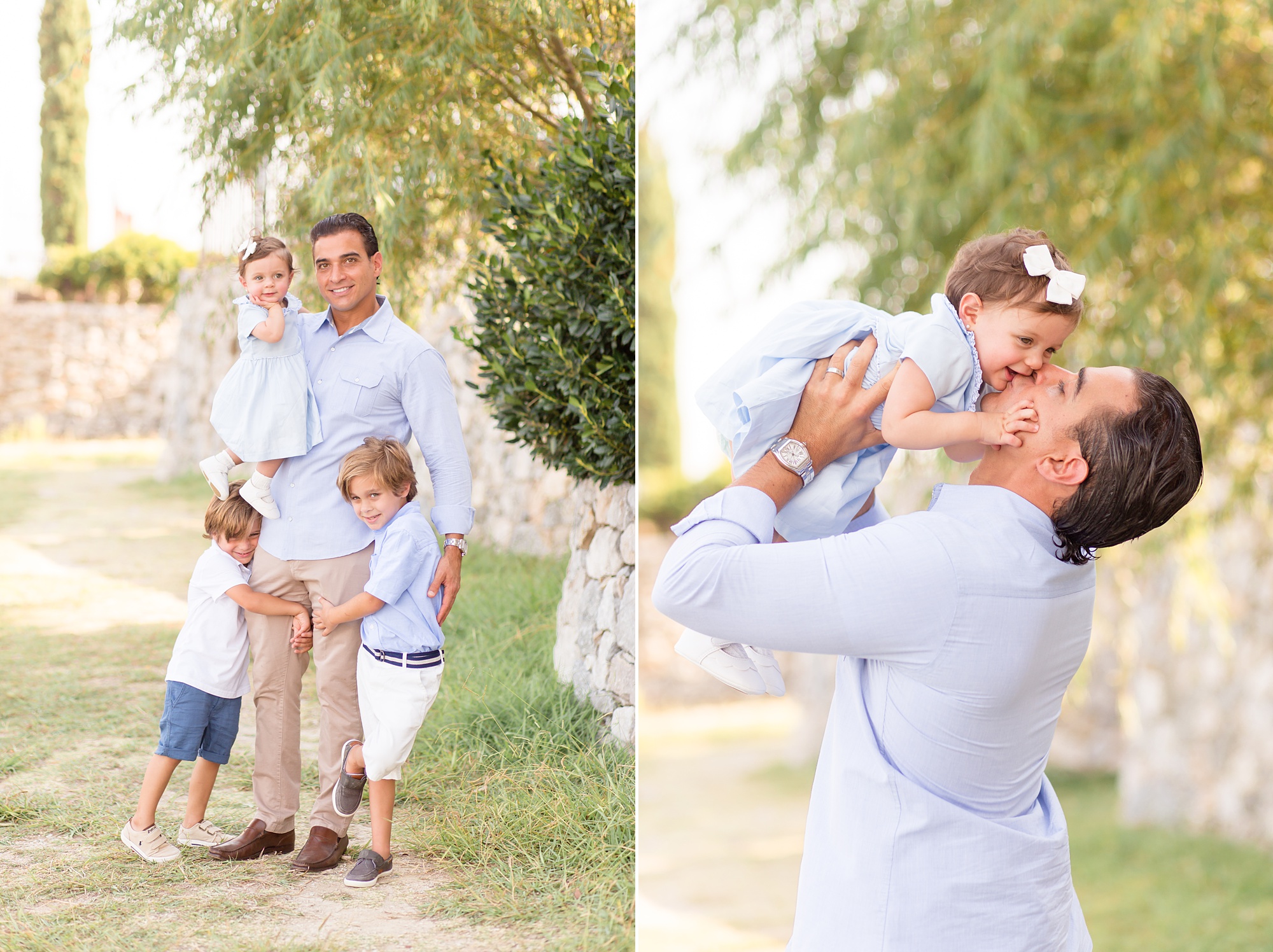 dad lifts daughter during family photos