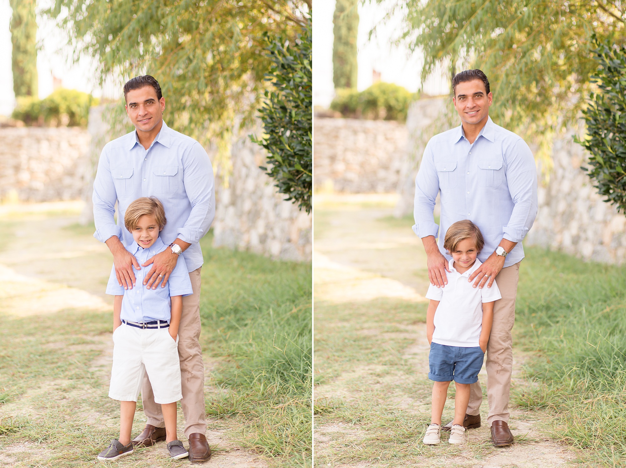 Dad stands with sons during Adriatica Village family photos