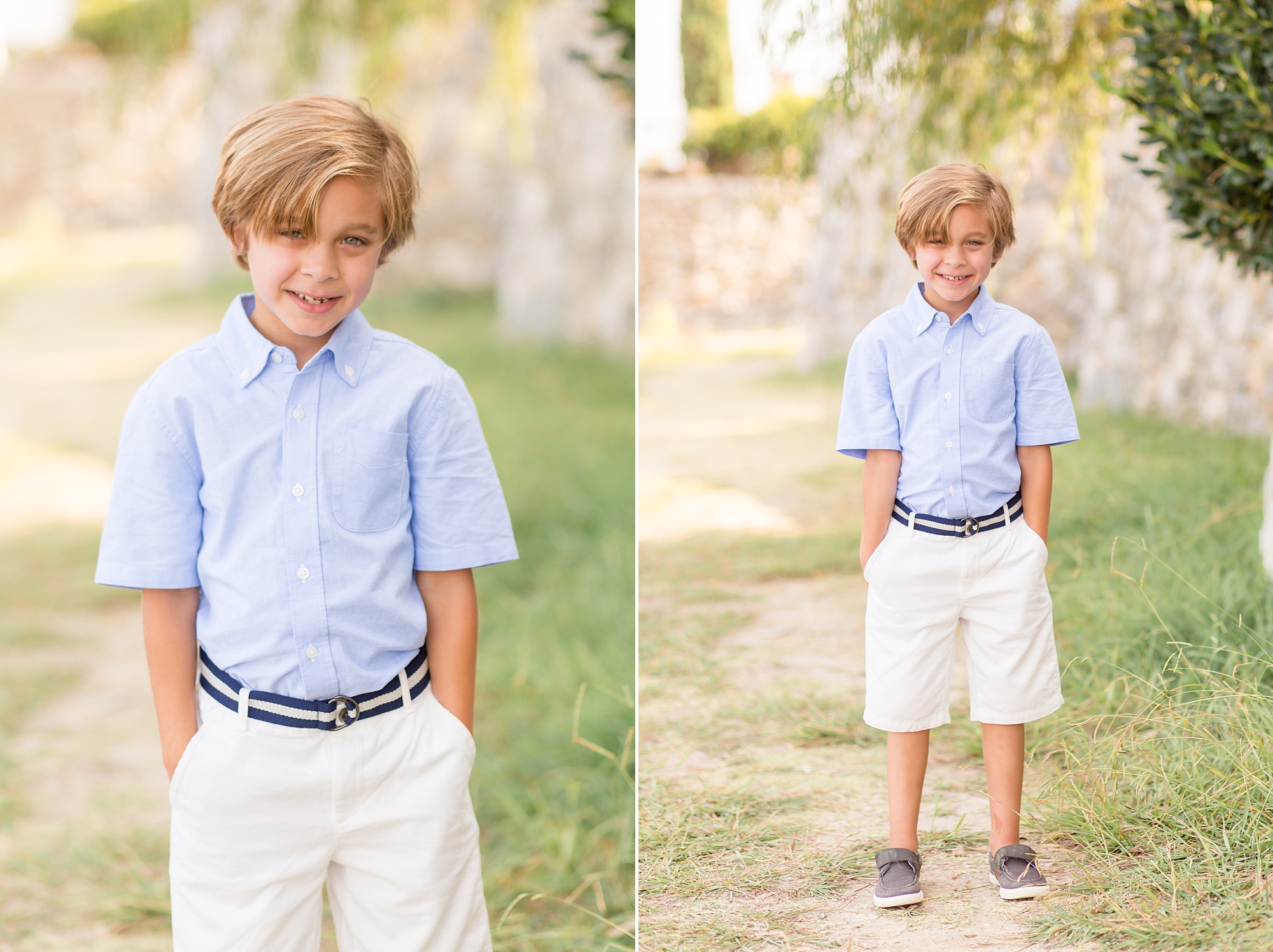 boy poses during Adriatica Village family photos