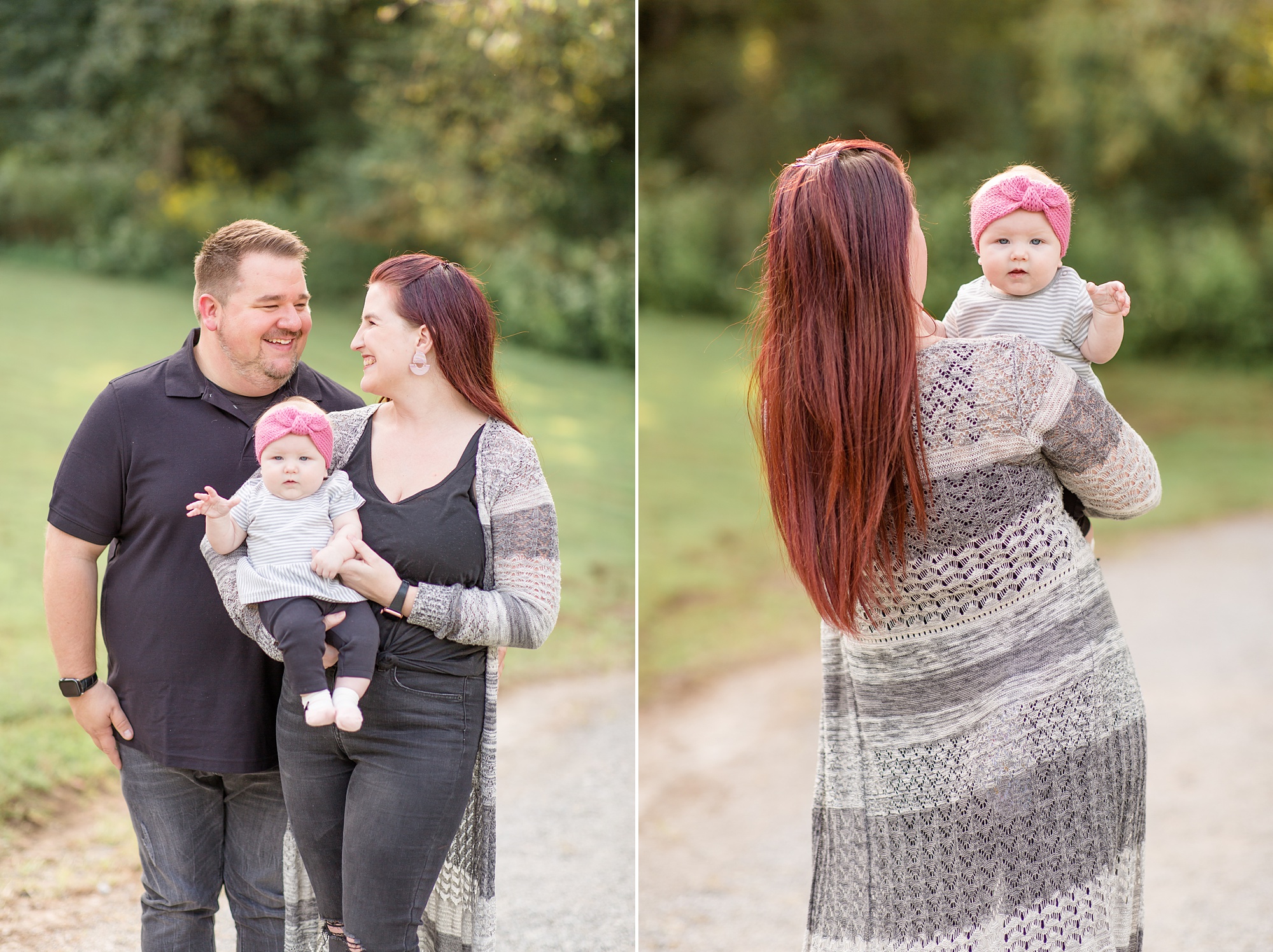 parents pose with baby girl during Tennessee family portraits