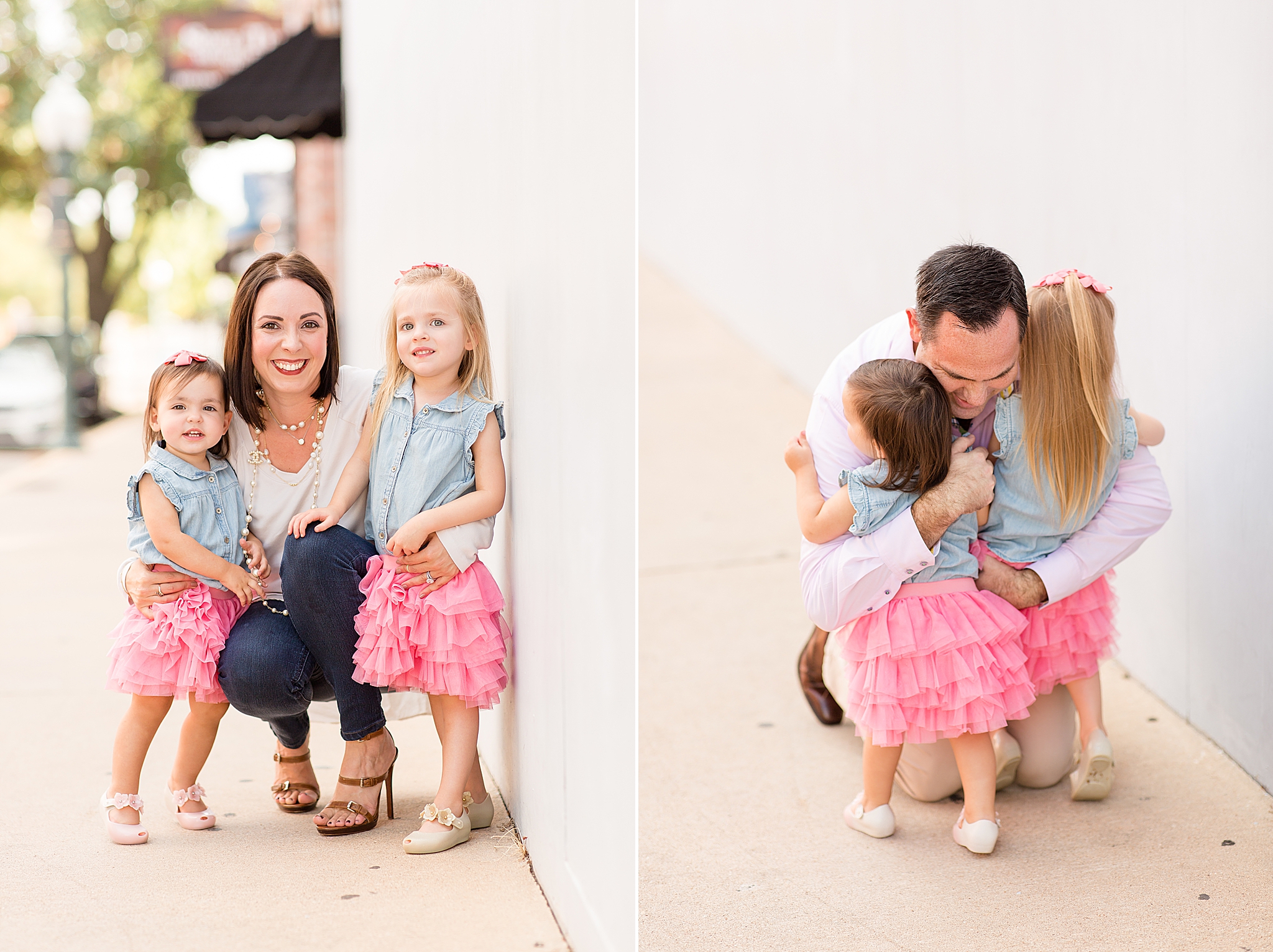 parents pose with parents during Downtown McKinney Square family mini sessions