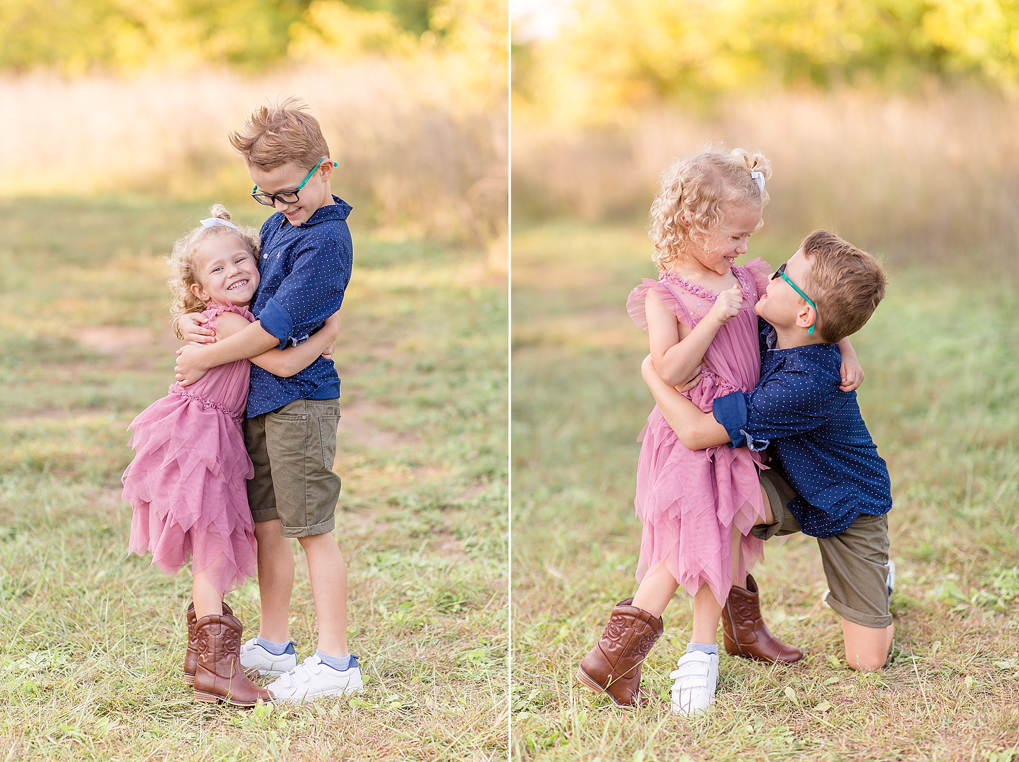 kids hug during TX family photos