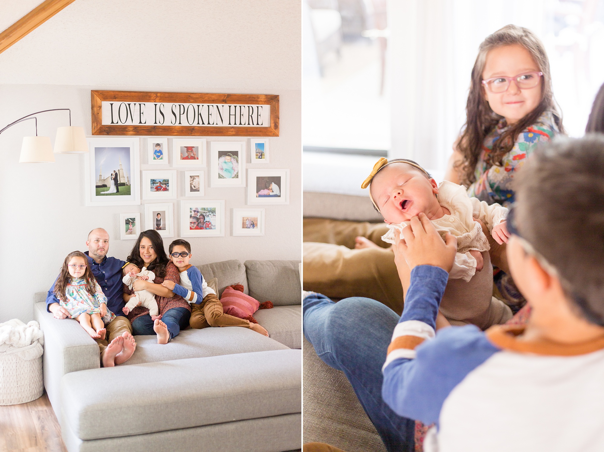 lifestyle newborn session in McKinney TX with family of five