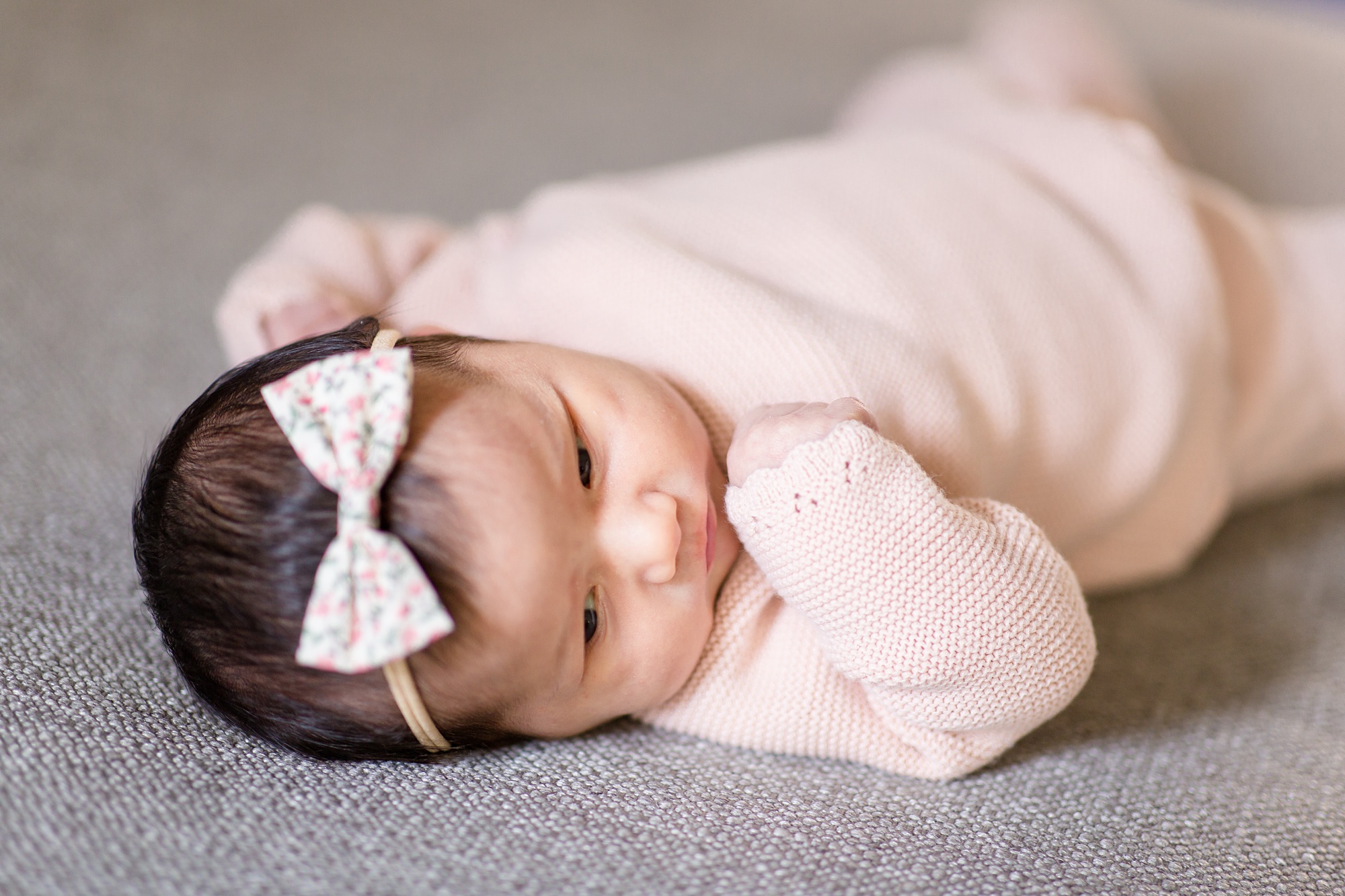 baby girl sleeps during TX newborn photos at home