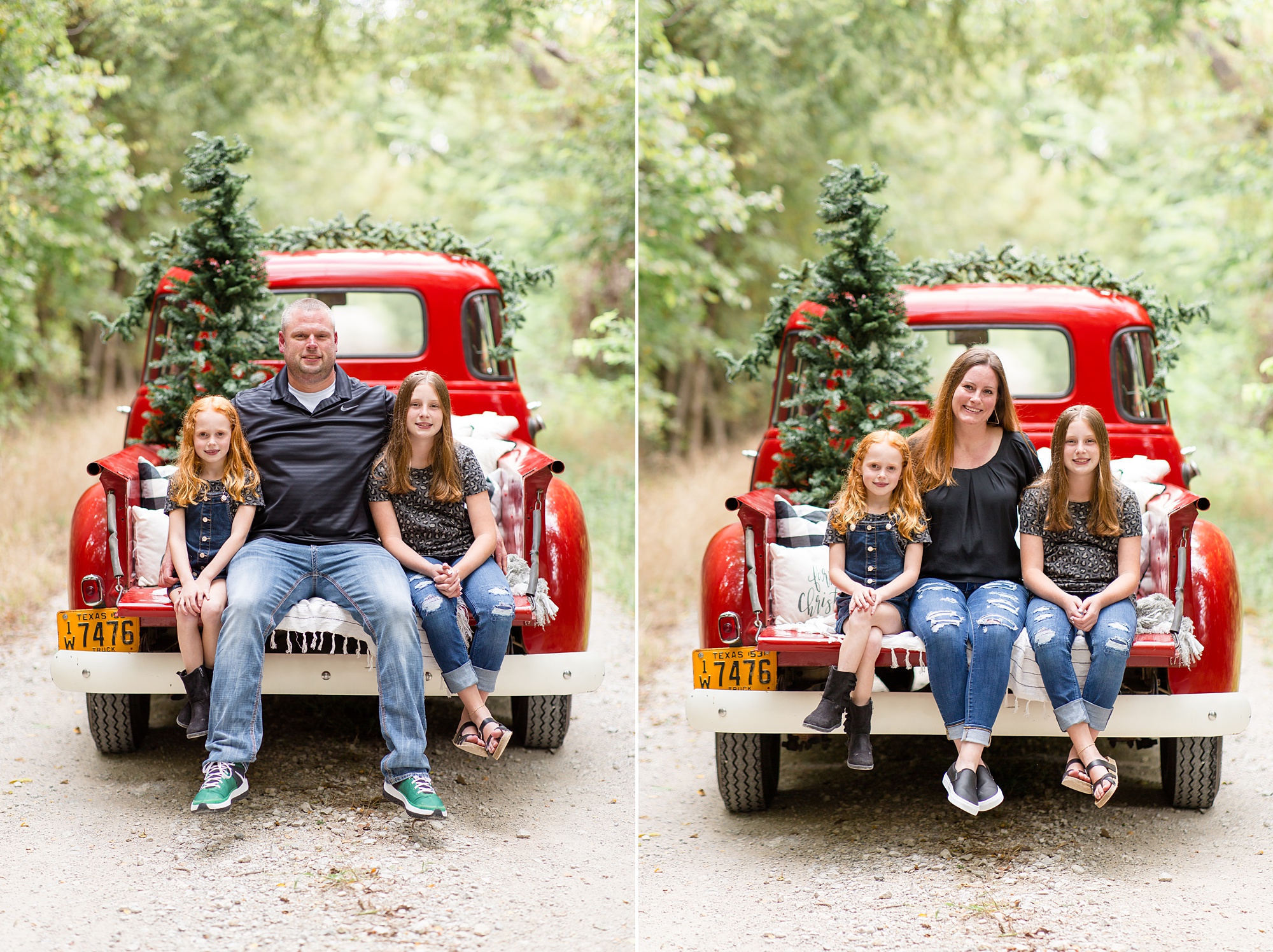 Red Truck Christmas mini session in McKinney TX