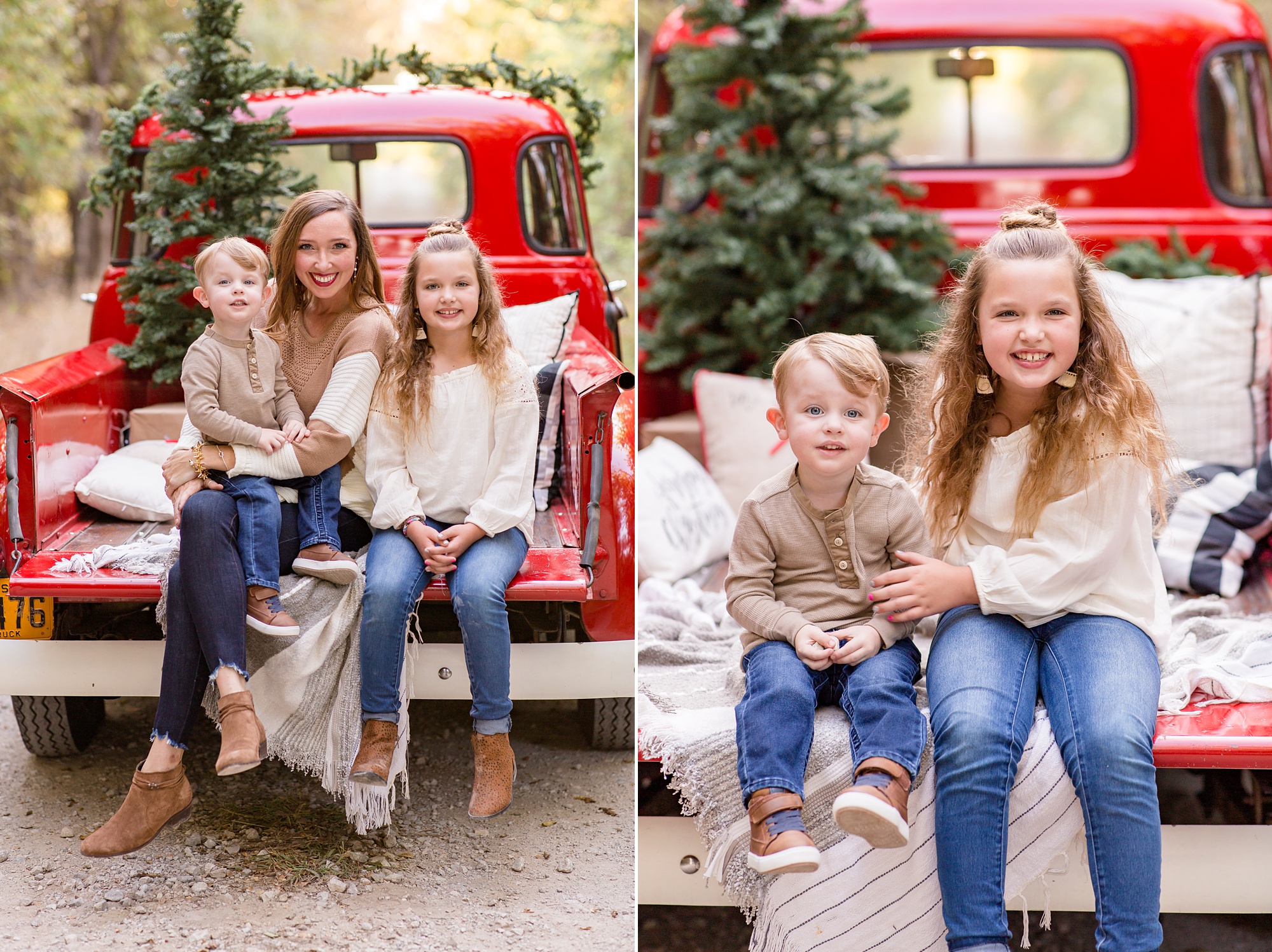 holiday vintage truck mini session in Texas