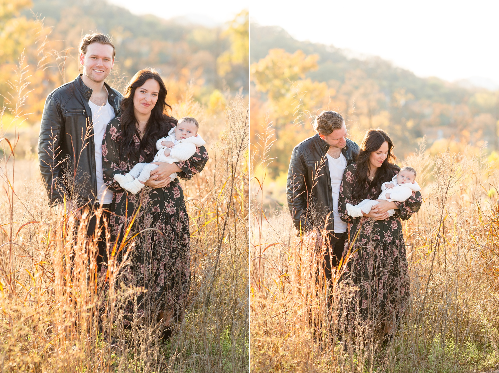 parents look at son during family photos in TN