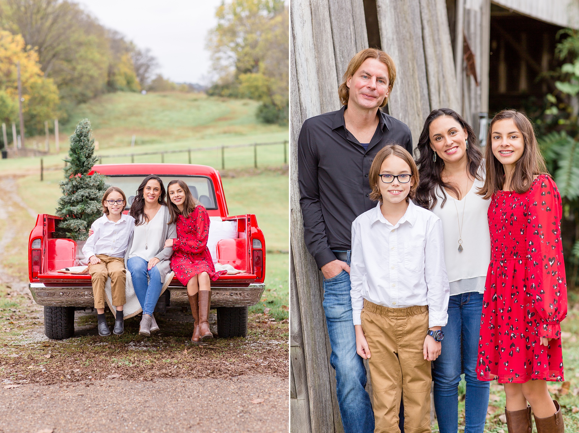parents pose with children during holiday mini sessions