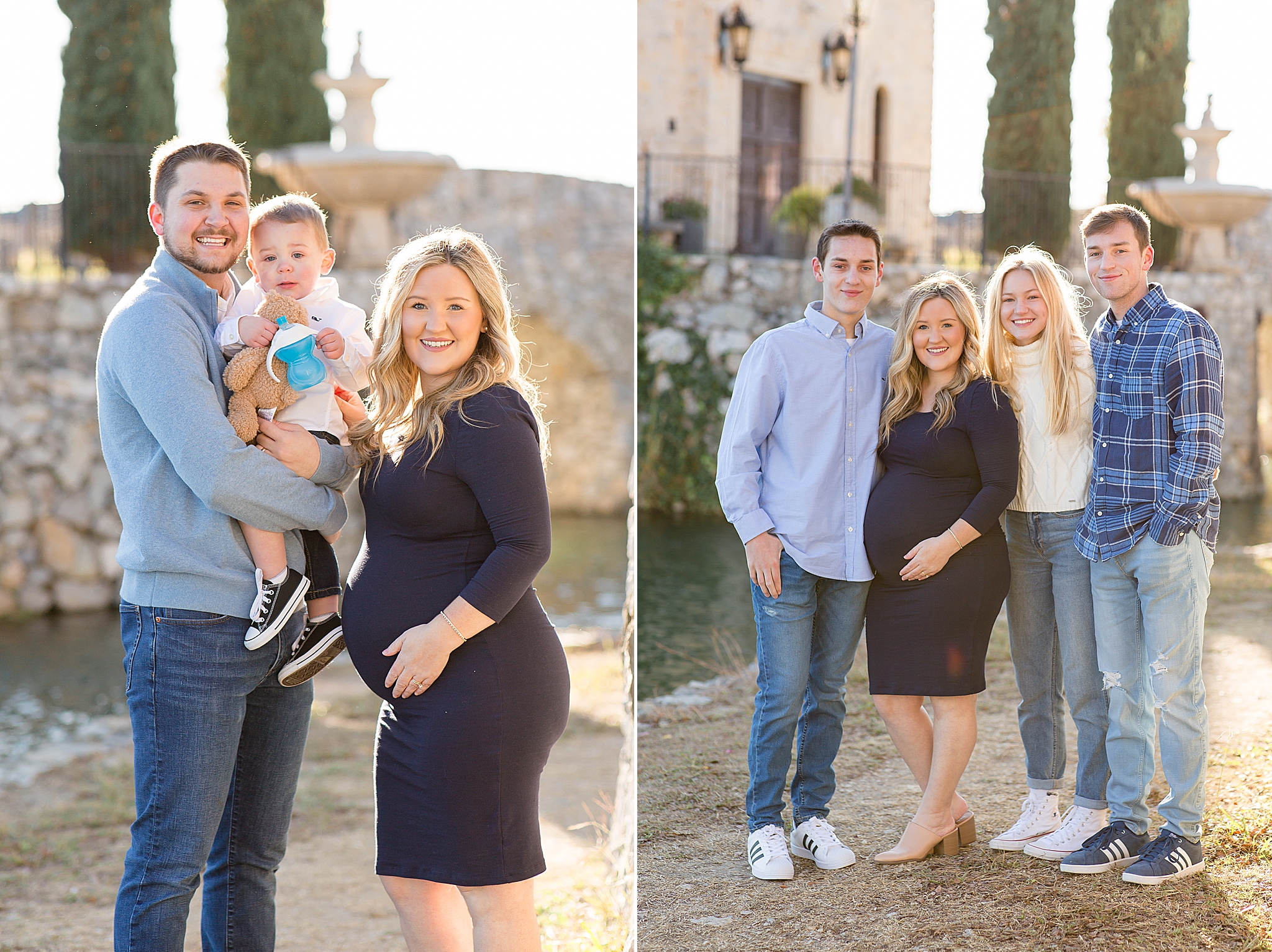siblings pose together during McKinney extended family session