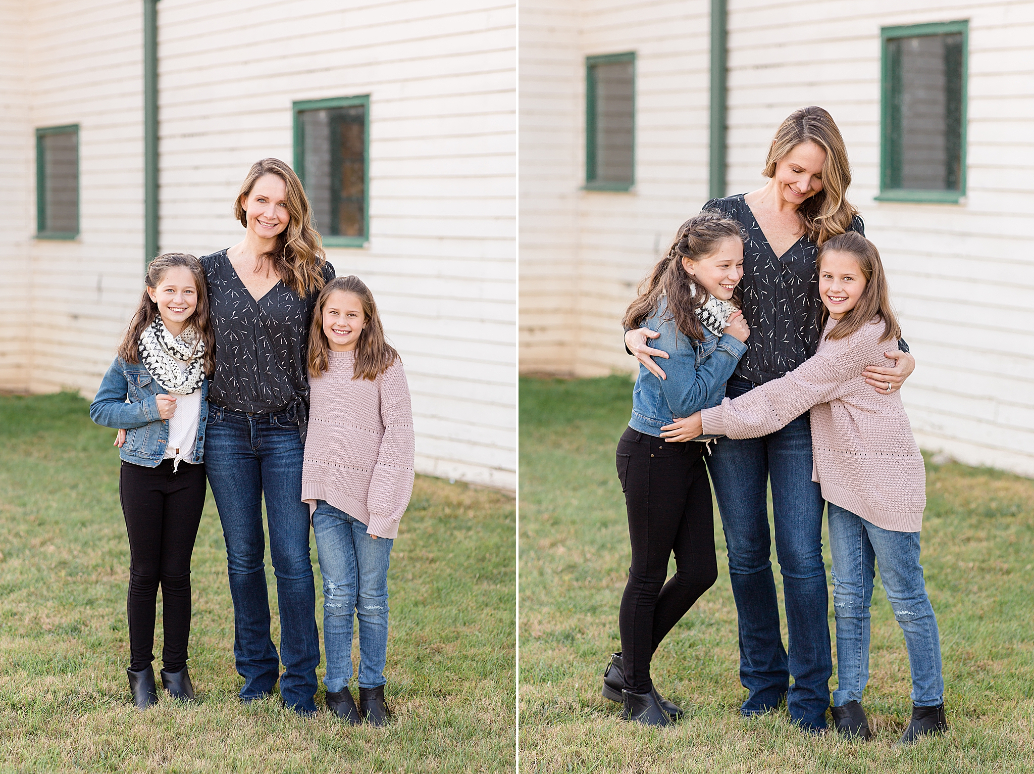 mom hugs two daughters during TN family photos