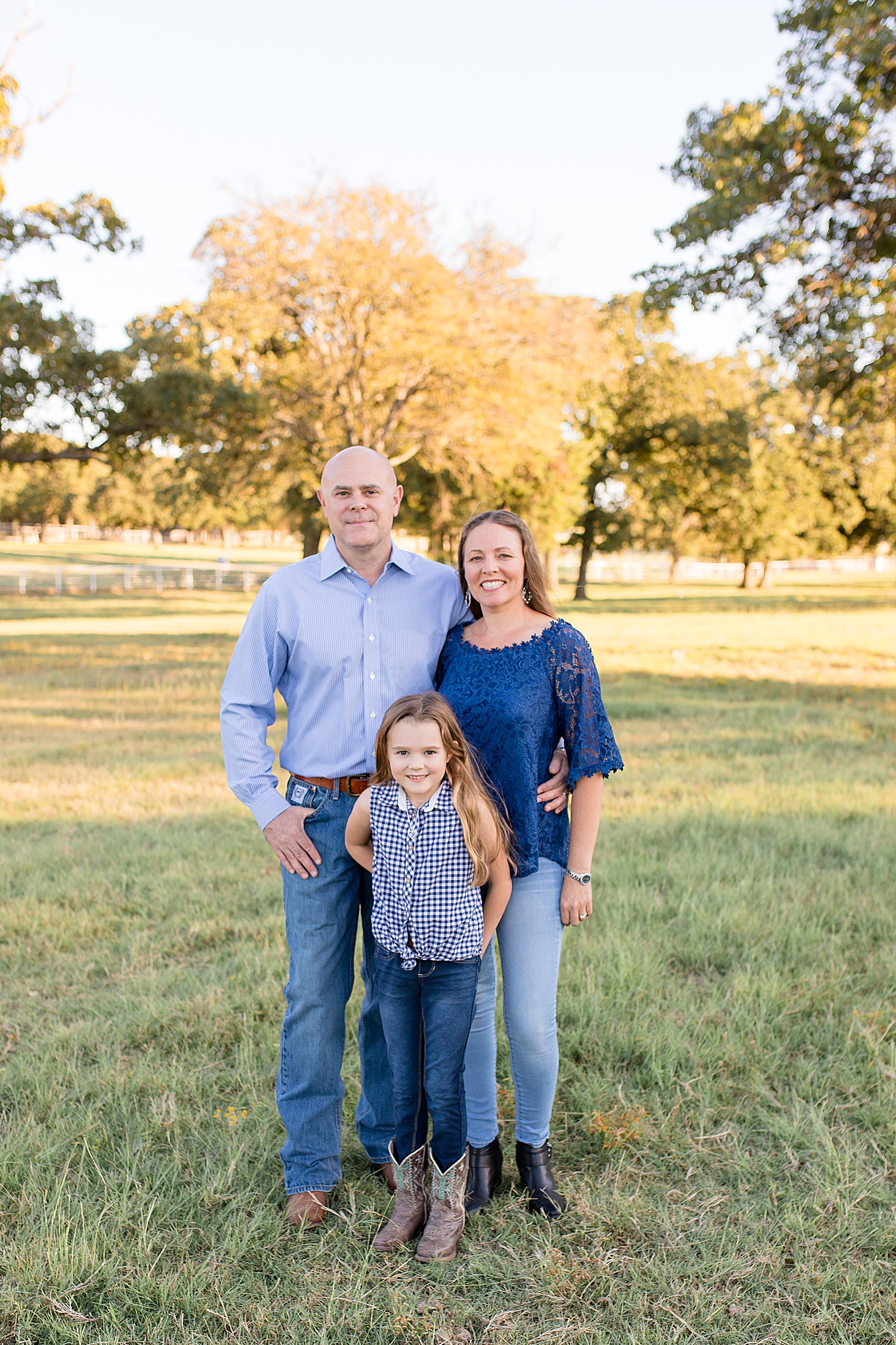 McKinney family session with family in blue shirts