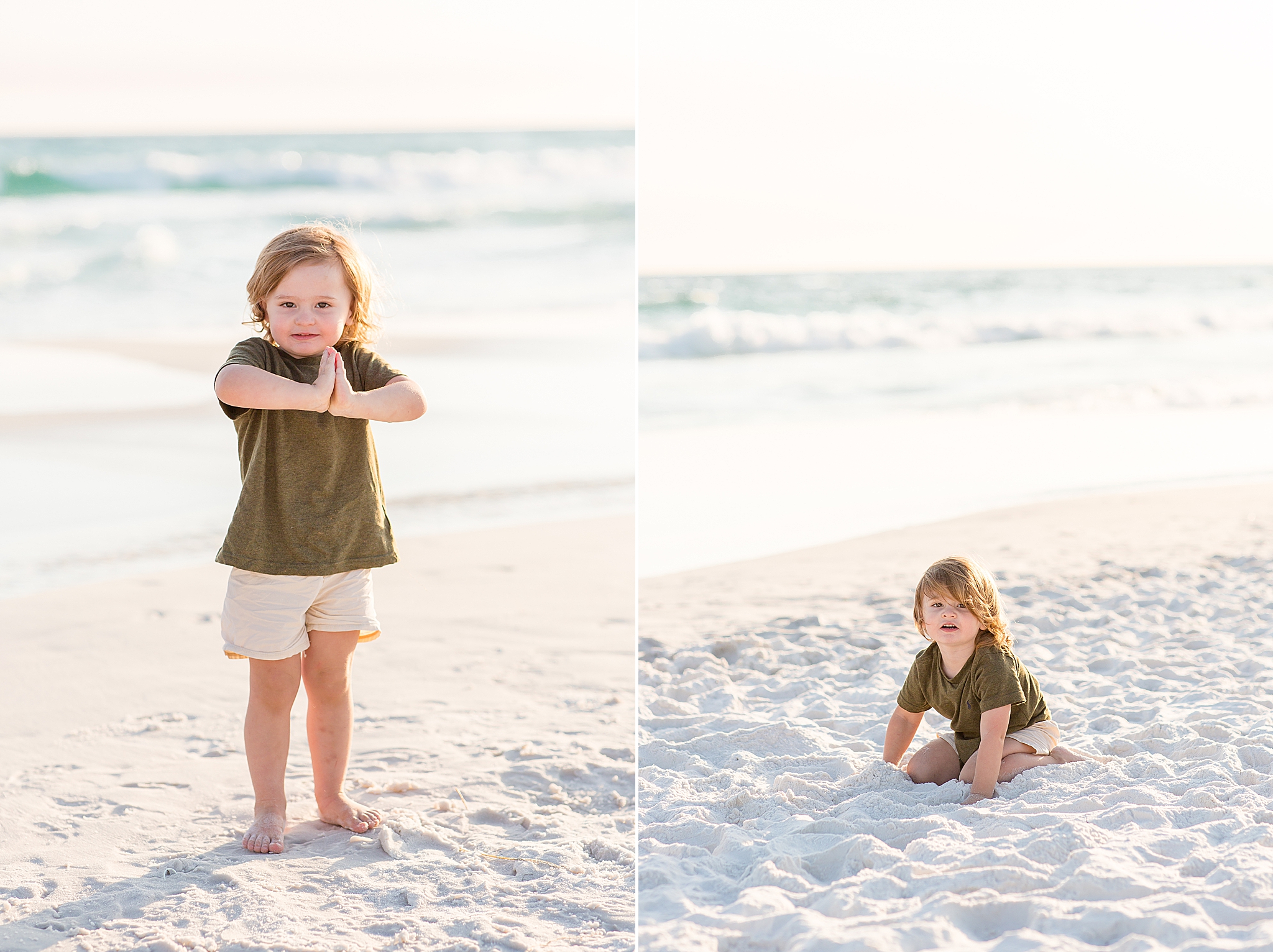toddler plays in the sand during 30A Florida Beach Family Portraits