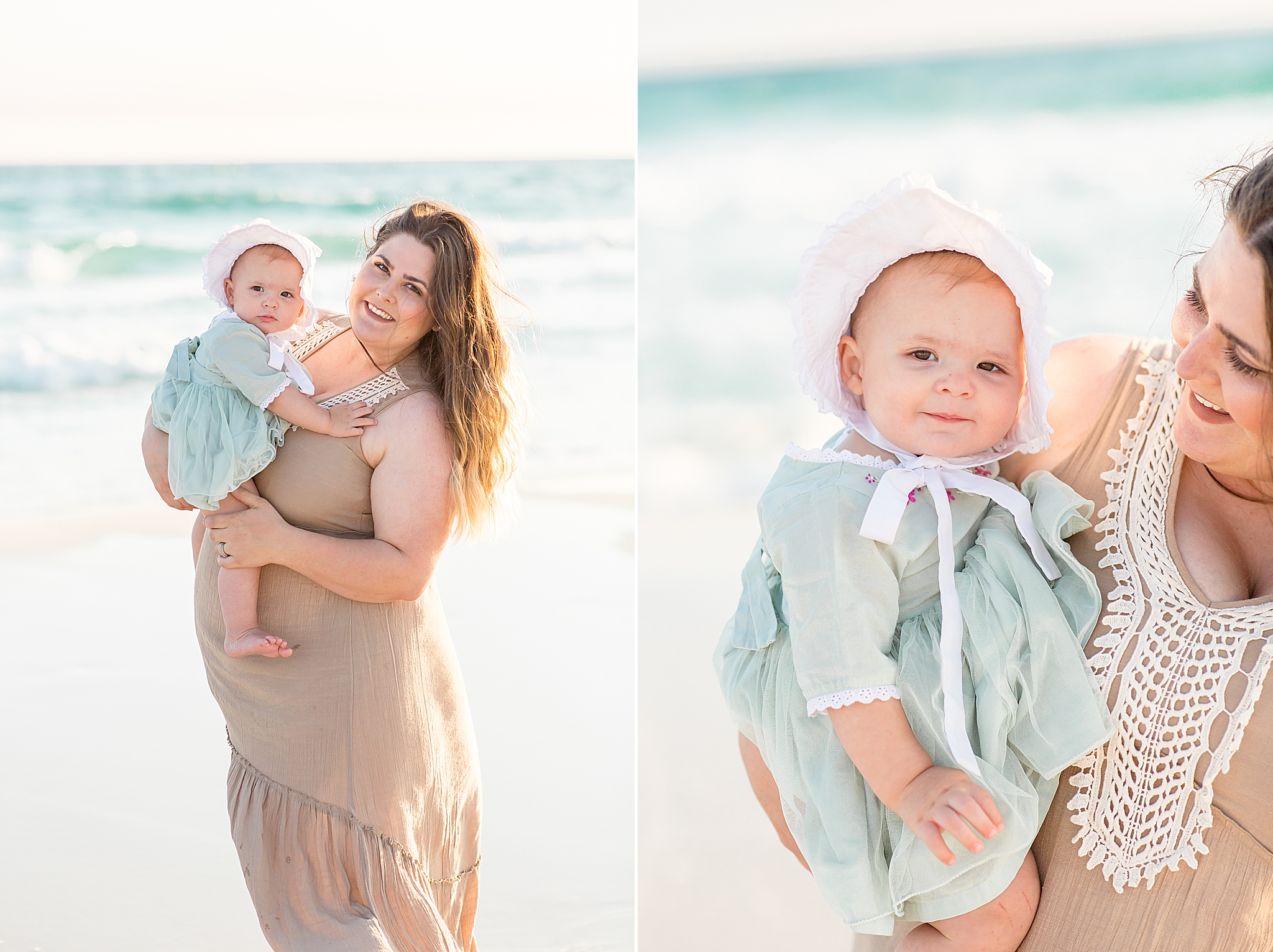 beach photos of mom with youngest baby