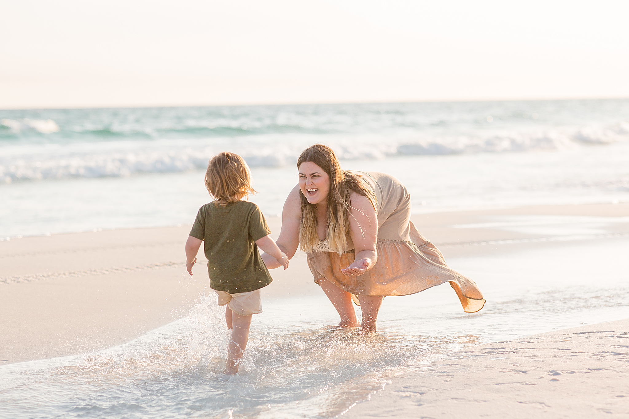 toddler runs to mom during 30A Florida Beach Family Portraits