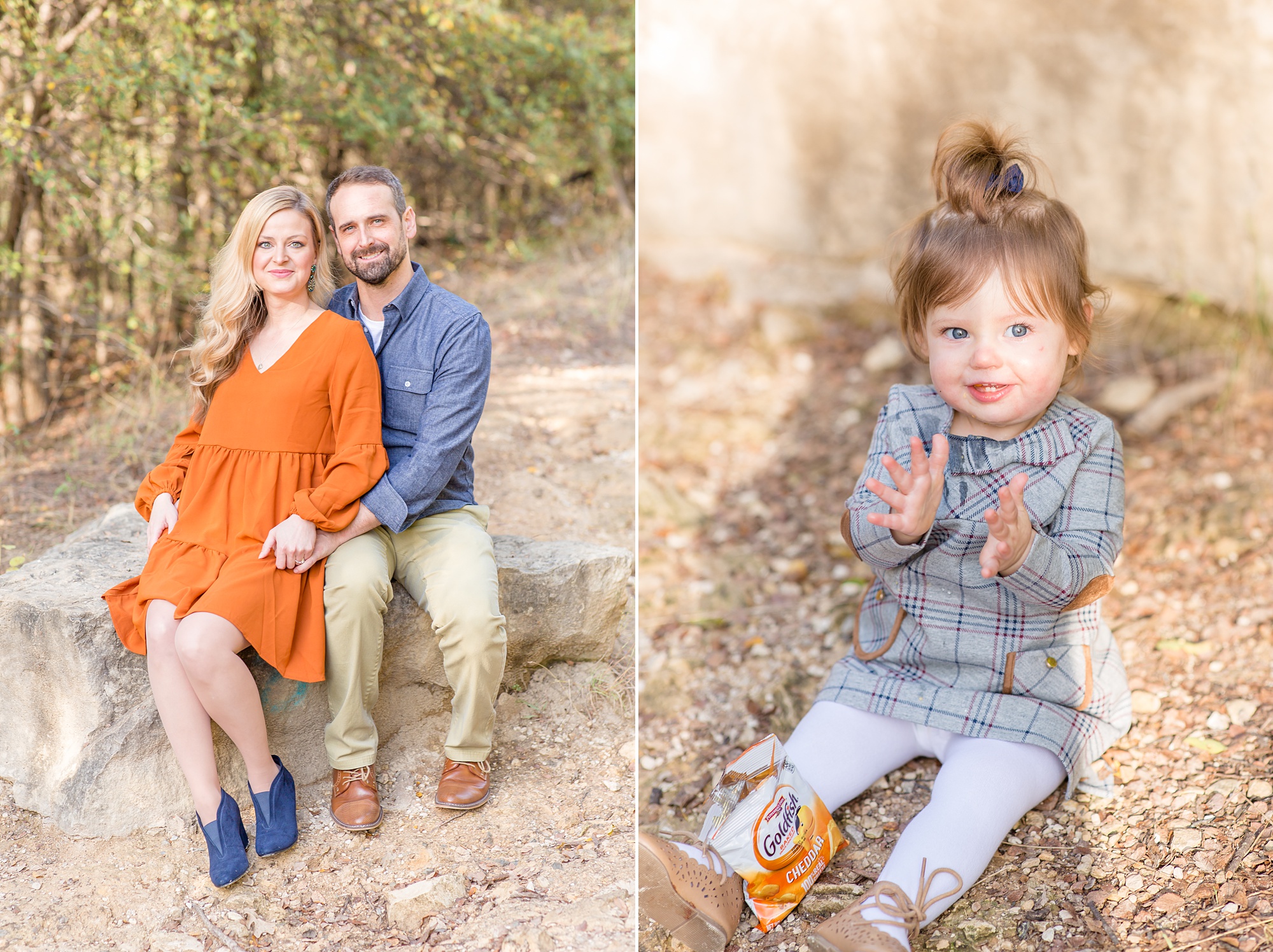 toddler plays during family portraits