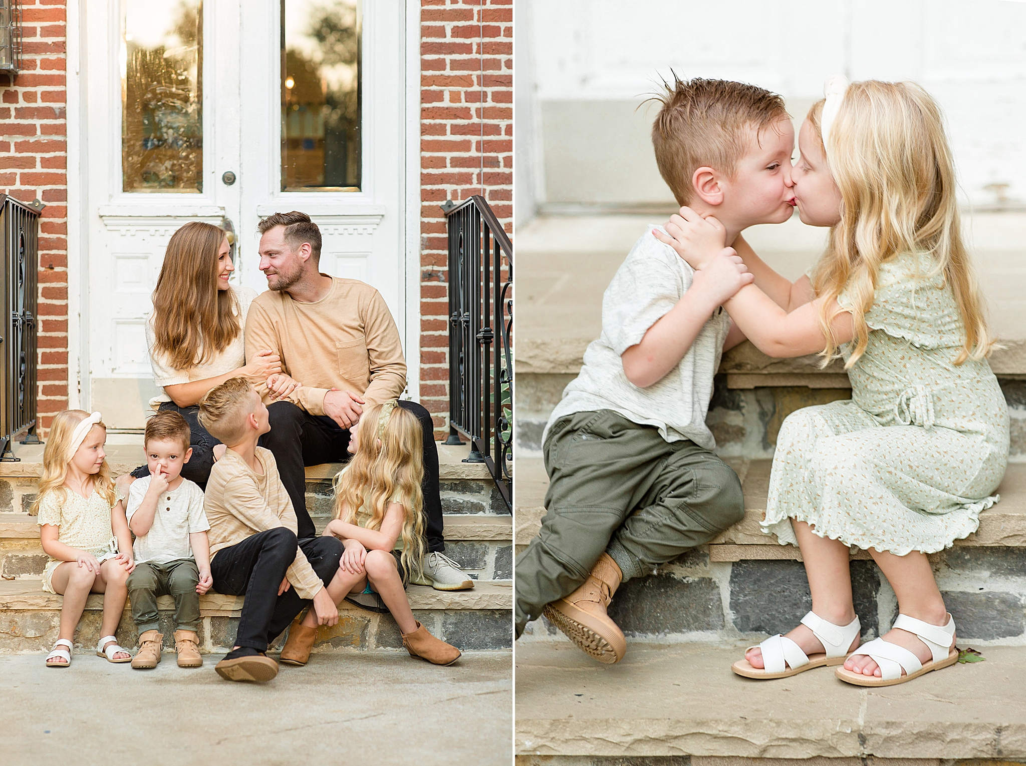 siblings play on steps during Spring Hill family portraits