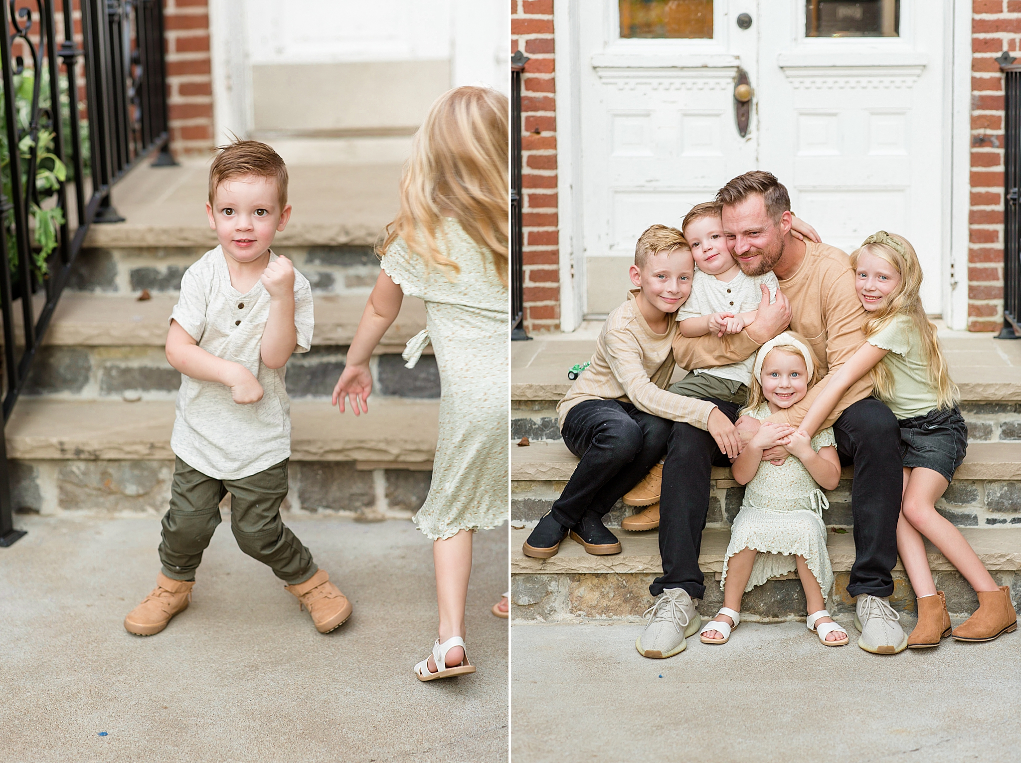 kids play and hug dad during TN family photos