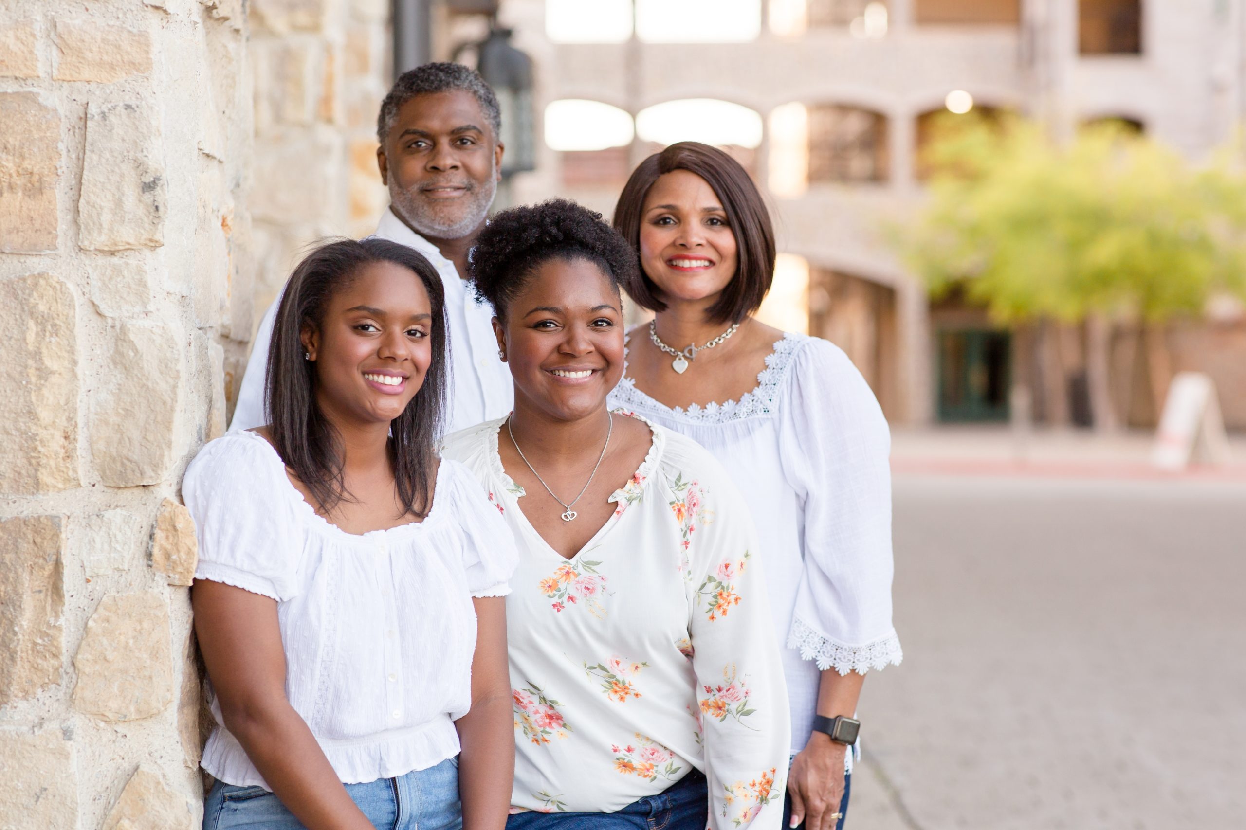 family portrait session with young adult daughters in McKinney, TX with Rebecca Rice, a family photographer 