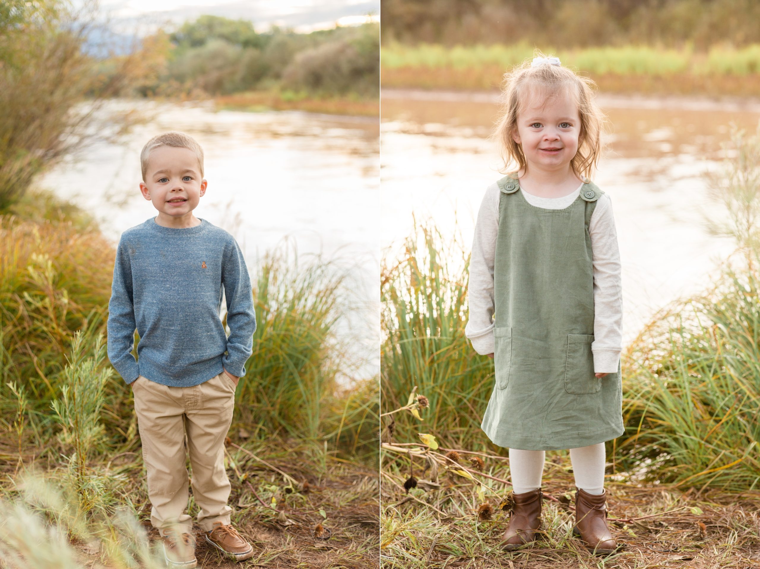 kids pose during family portrait session with Rebecca Rice Photography in Albuquerque, NM 