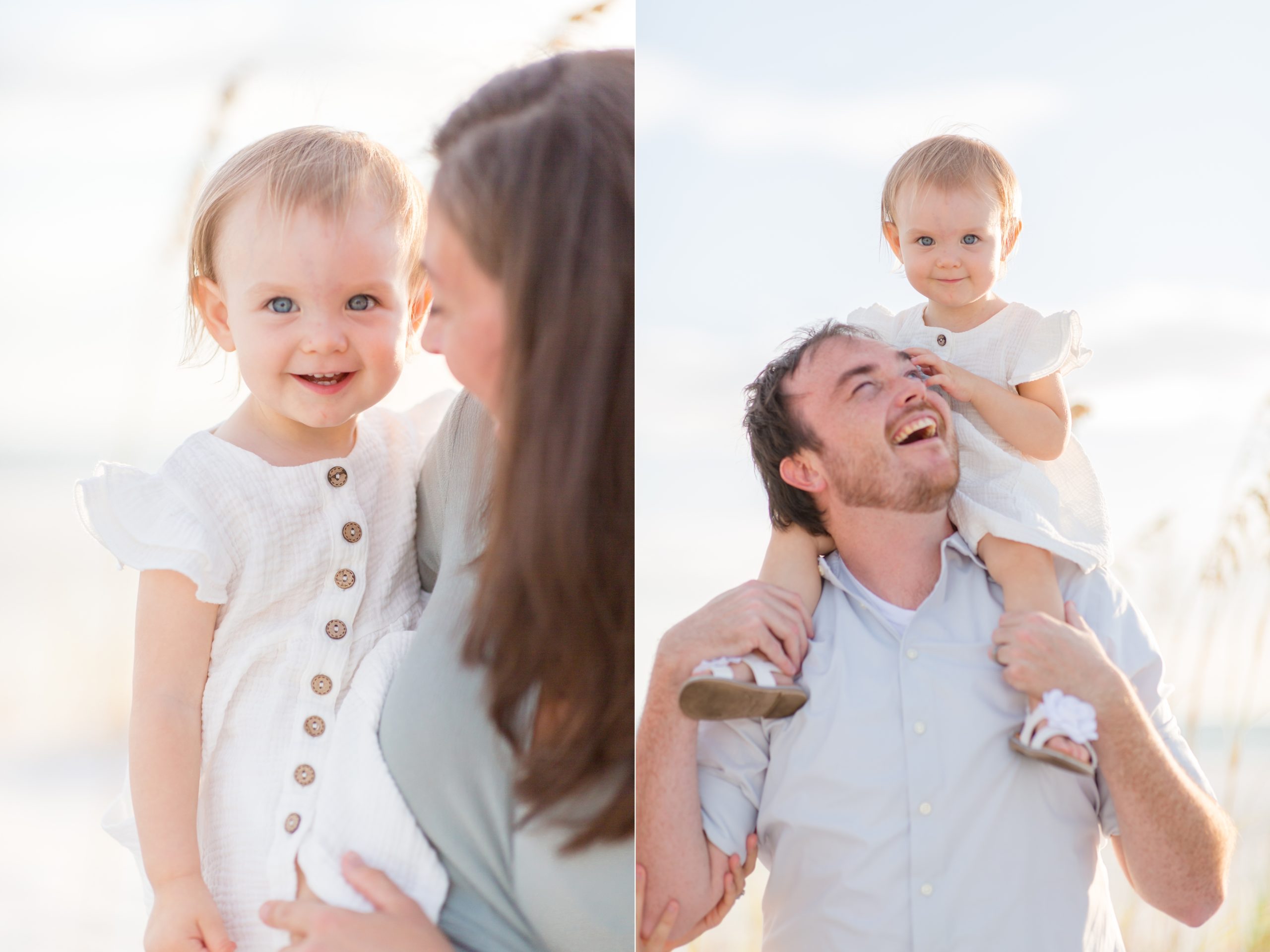Family of 3 pose during portrait session on Anna Maria Island in Florida with family photographer, Rebecca Rice Photography. Click to see more from this portrait session on the blog now! 