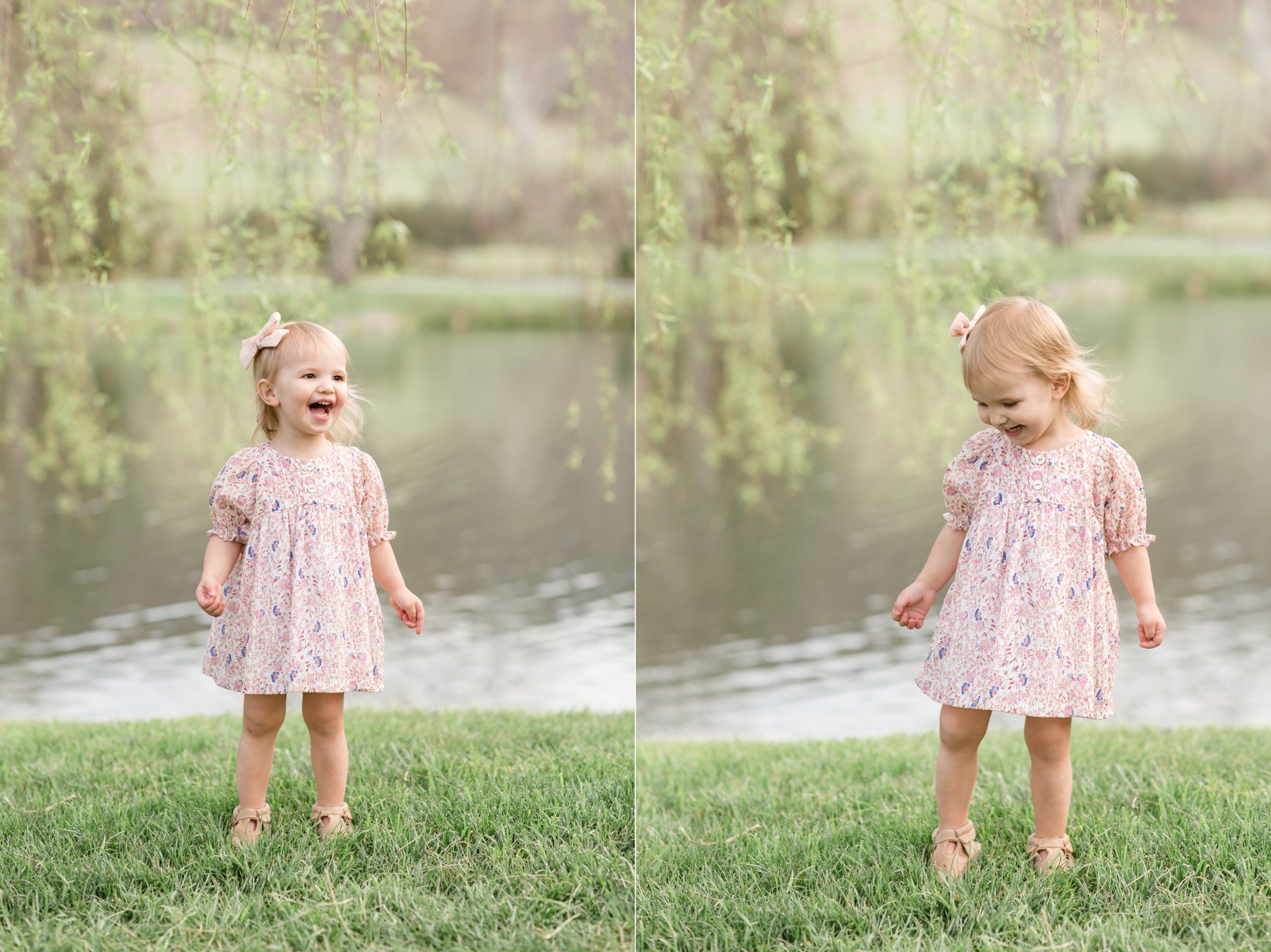 Girl poses under tree by the pond during family maternity session with Rebecca Rice Photography. Click to see more from this sweet session live on the blog now! 