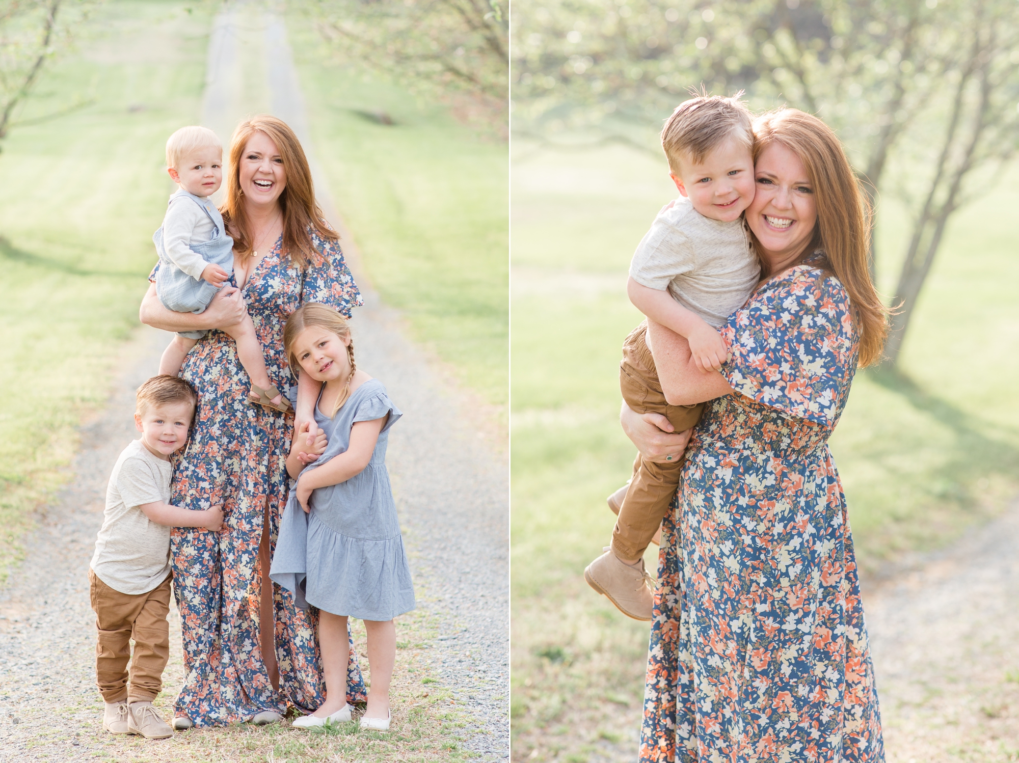 Katelyn James poses on gravel road with kids during family portrait session with family photographer and educator Rebecca Rice of Rebecca Rice Photography. This session was so much fun and it was an honor to capture Katelyn James and her sweet family. Click to see more from this session love on the blog now! 
