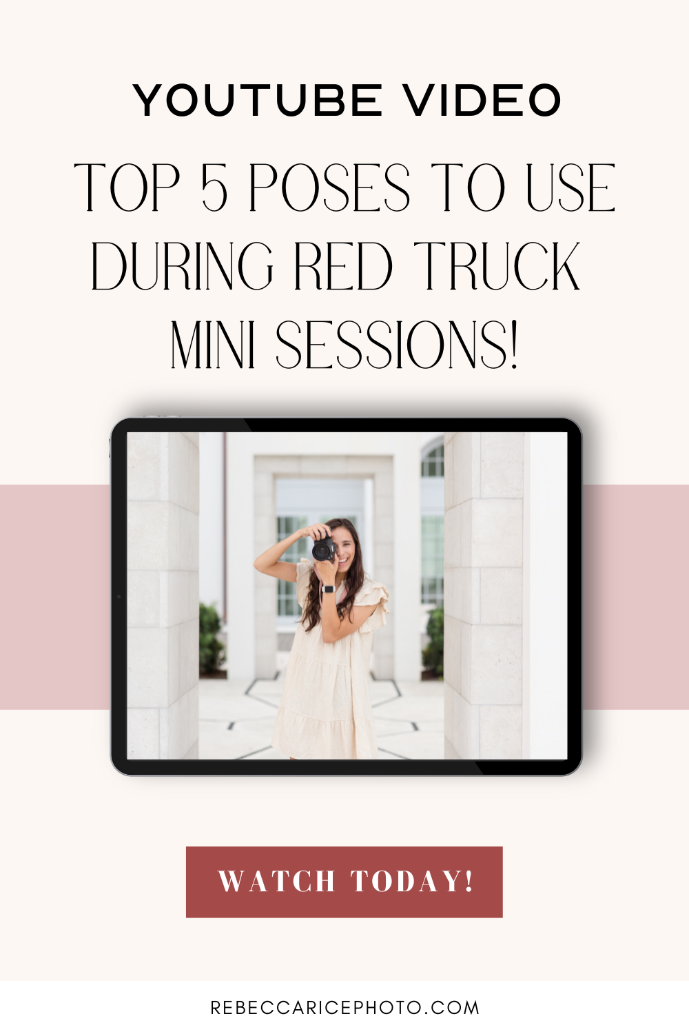 Top 5 Poses to use for Red Truck Minis! Watch on YouTube today! Click to watch NOW! -rebeccaricephoto.com