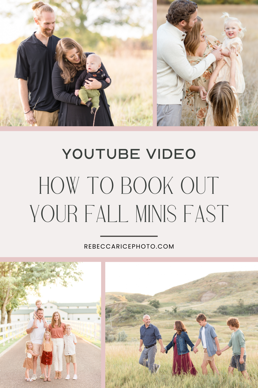NEW YouTube Video! How to book out your fall minis FAST! Watch live on the blog or YouTube TODAY!! -rebeccaricephoto.com